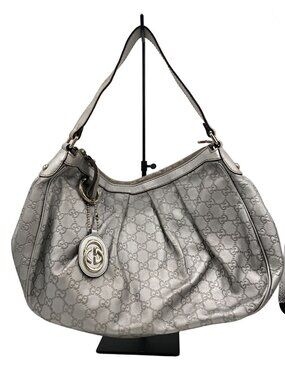 Gucci Shoulder Bag Sukey Guccissima Leather Silver All over